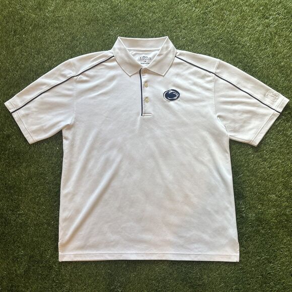 Penn State Nittany Lions Men's Large PGA TOUR White Short Sleeve Polo Golf Shirt - Picture 1 of 12